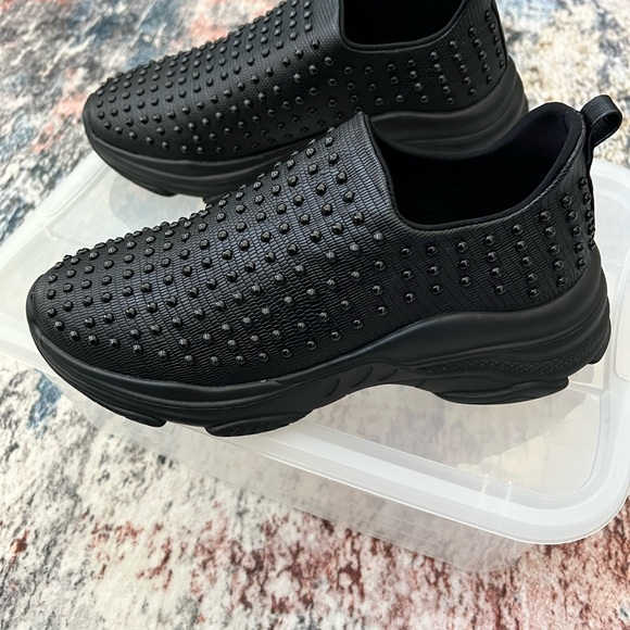 Steve Madden Shoes - Black Studded Women's Slip-On Shoes
